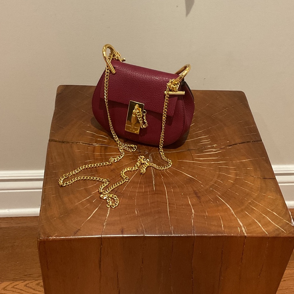 Chloe Mini Bag in Burgundy and Gold